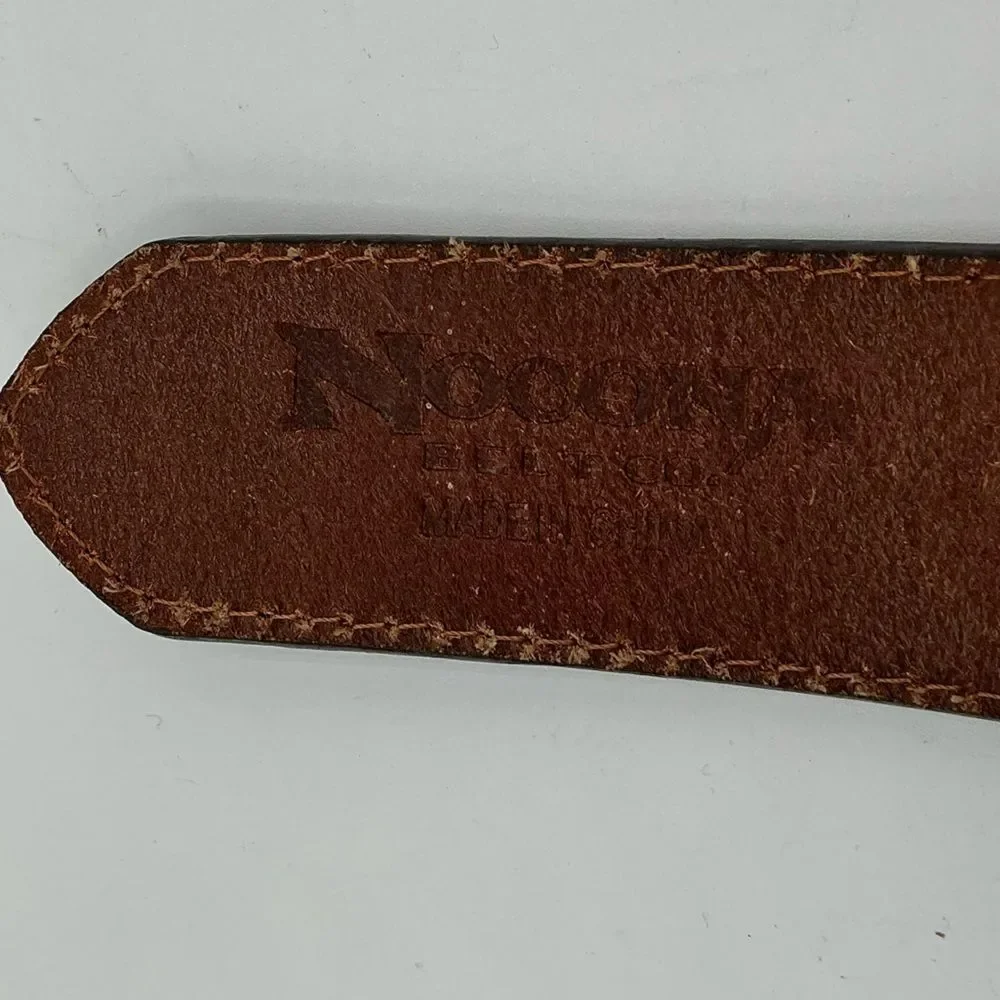 NOCONA Rawhide Leather & Cross Conchos Western Belt Silver Buckle Cowboy
